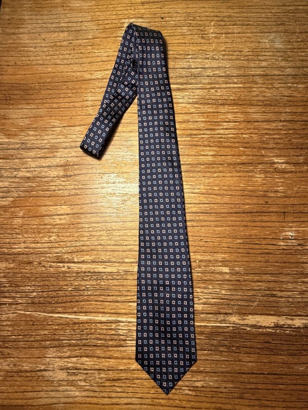 Thomas Pink Navy Open Square Geometric Silk Tie